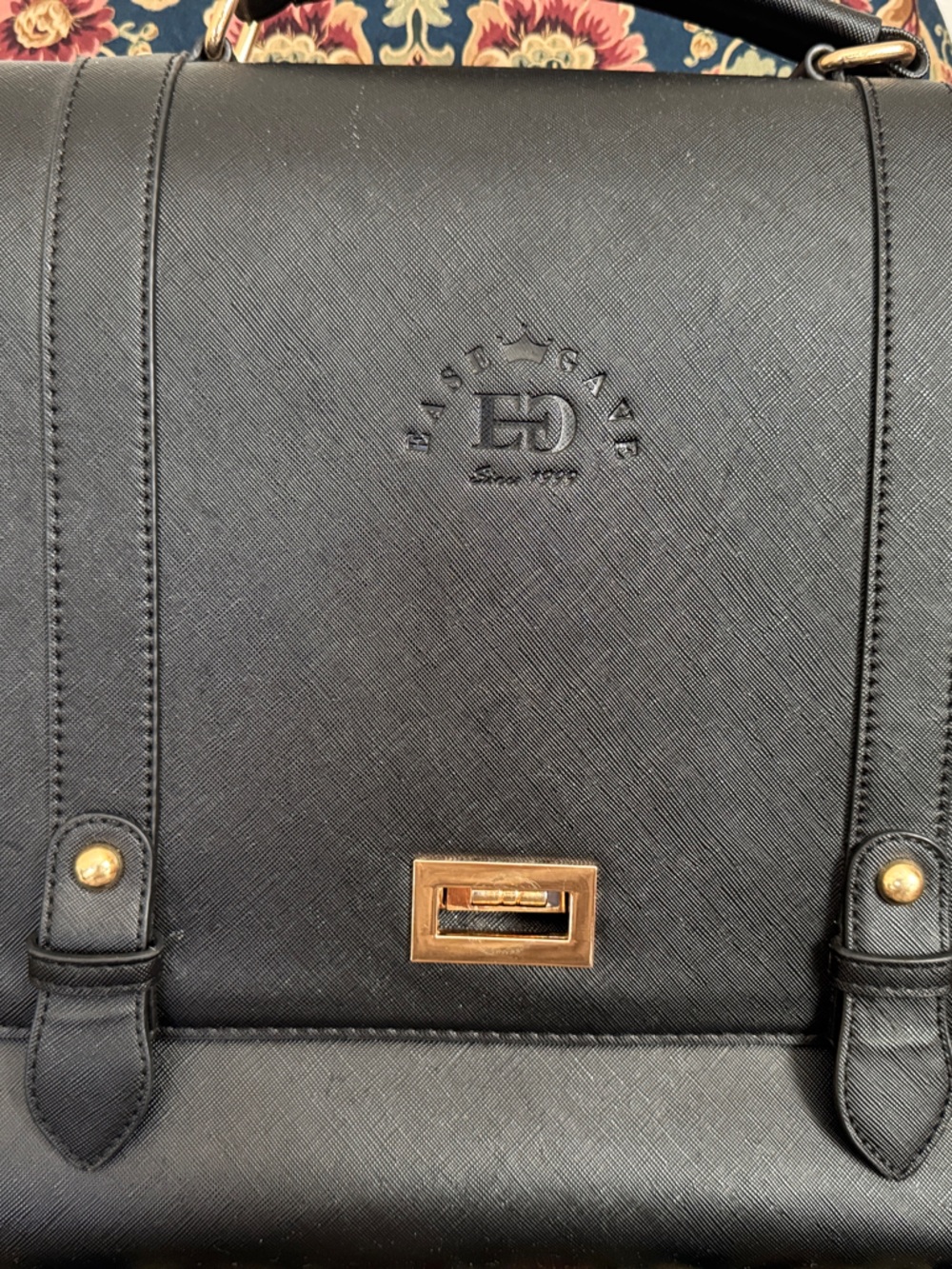 EaseGave Black Saffiano Leather Laptop Briefcase | Work Messenger Tote Bag